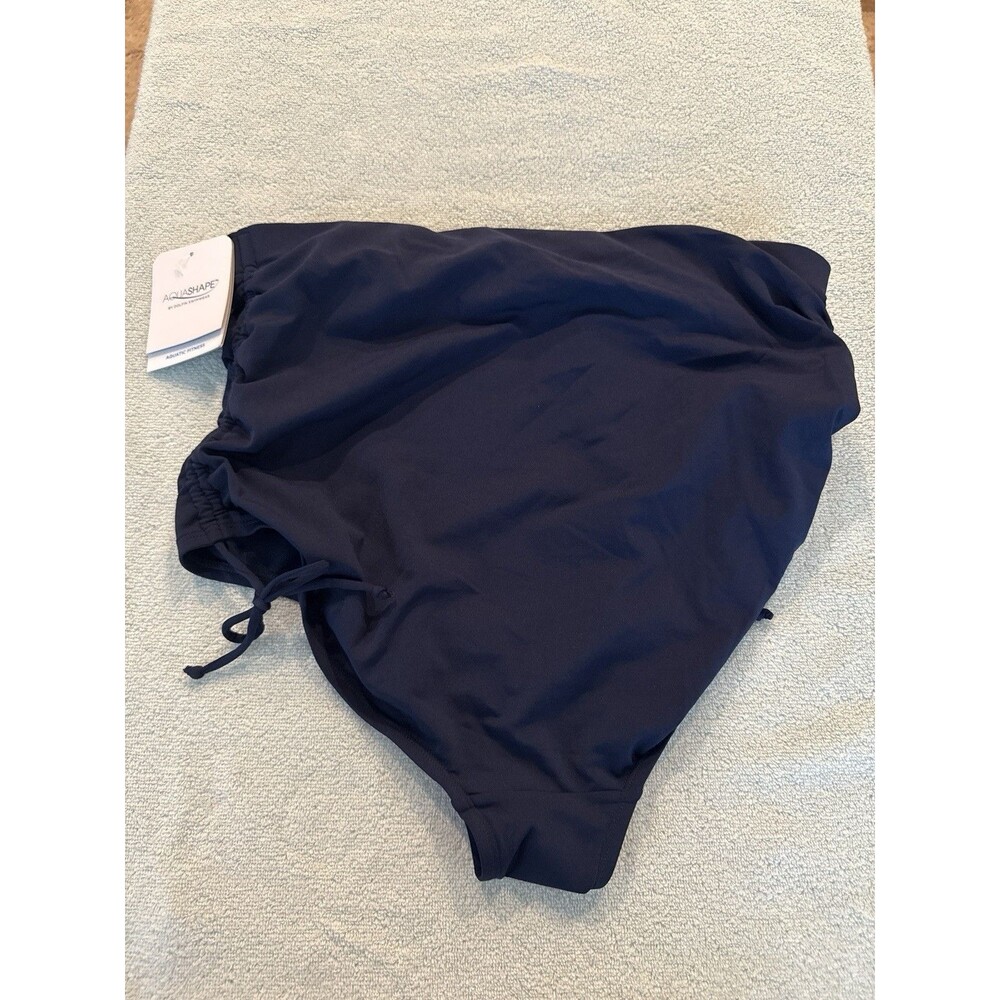 Dolfin AquaShape Womens Swim Brief Bottom Navy Blue Ruched Side XL NWT Free Ship